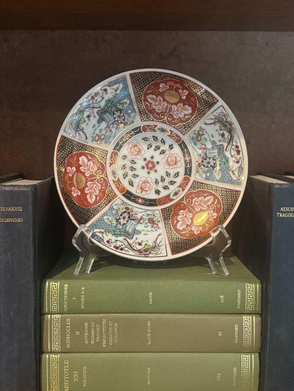 Vintage Japanese Imari 6.5" Decorative Plate - Rickshaw & Floral Panel